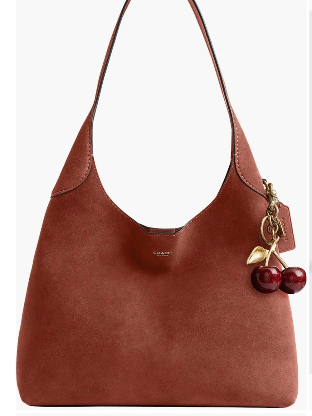 NWT $395 COACH Brooklyn 34 Suede Shoulder Bag in CLAY!